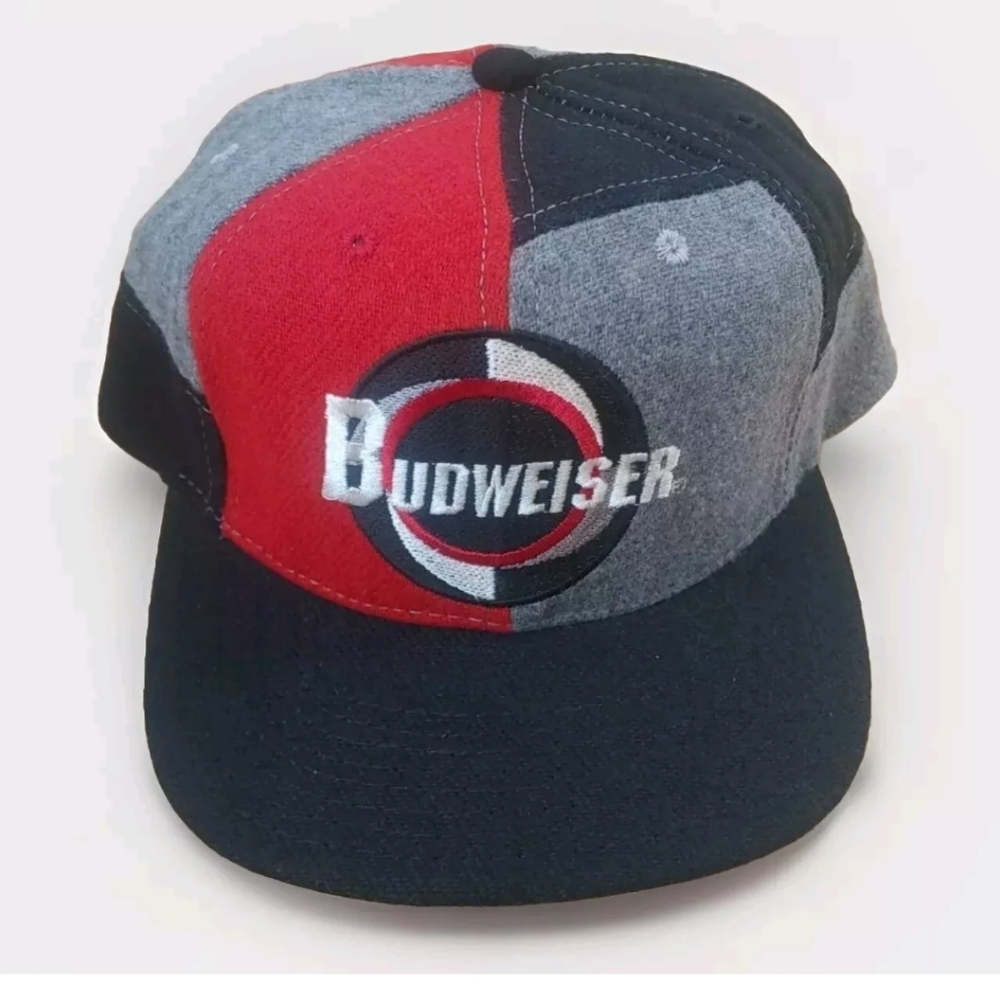 Budweiser Y2k Patchwork Logo Snapback Hat Cap Red… - image 9